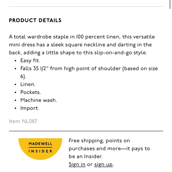 Madewell 100% Linen Goldie Mini Dress - Picture 11 of 11